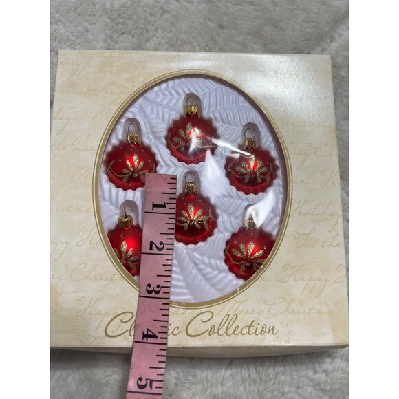 Set Of 6 Classic Collection Red & Gold Glass Christmas Ornaments - Picture 4 of 4